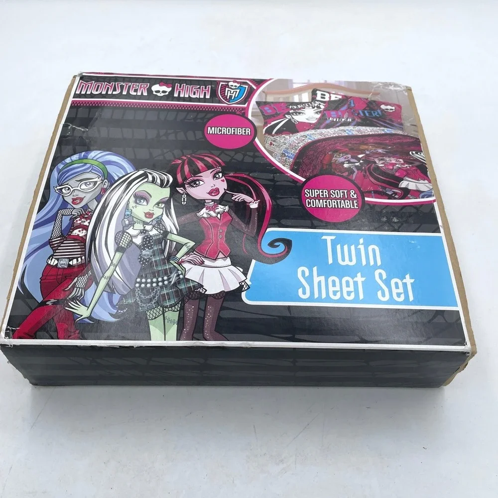 Monster High Ghoulie Gang Twin Sheet Set Microfiber 3pc Bedding Draculaura‎ 2013